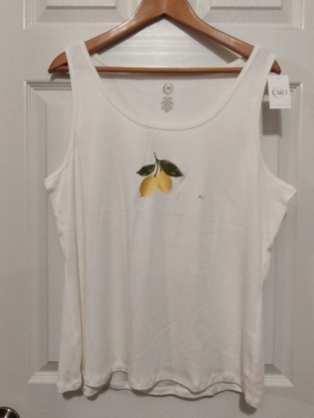Cato White Tank Top with Yellow Lemon Graphic